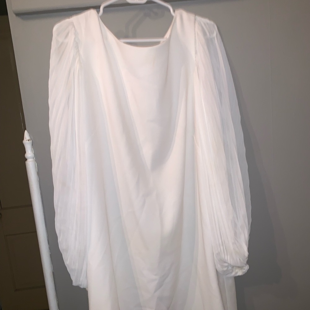 White long bell sleeve dress